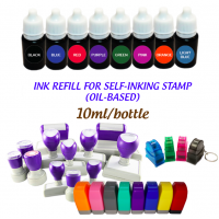Oil-Based Refill Ink for Pre-Inked Flash Stamps - 10ml/bottle